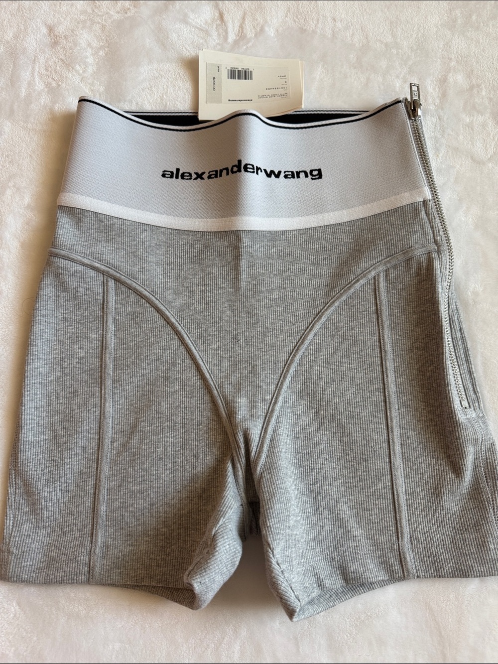 Alexander Wang Gray Ribbed Boxer Briefs with White Logo Waistband size S